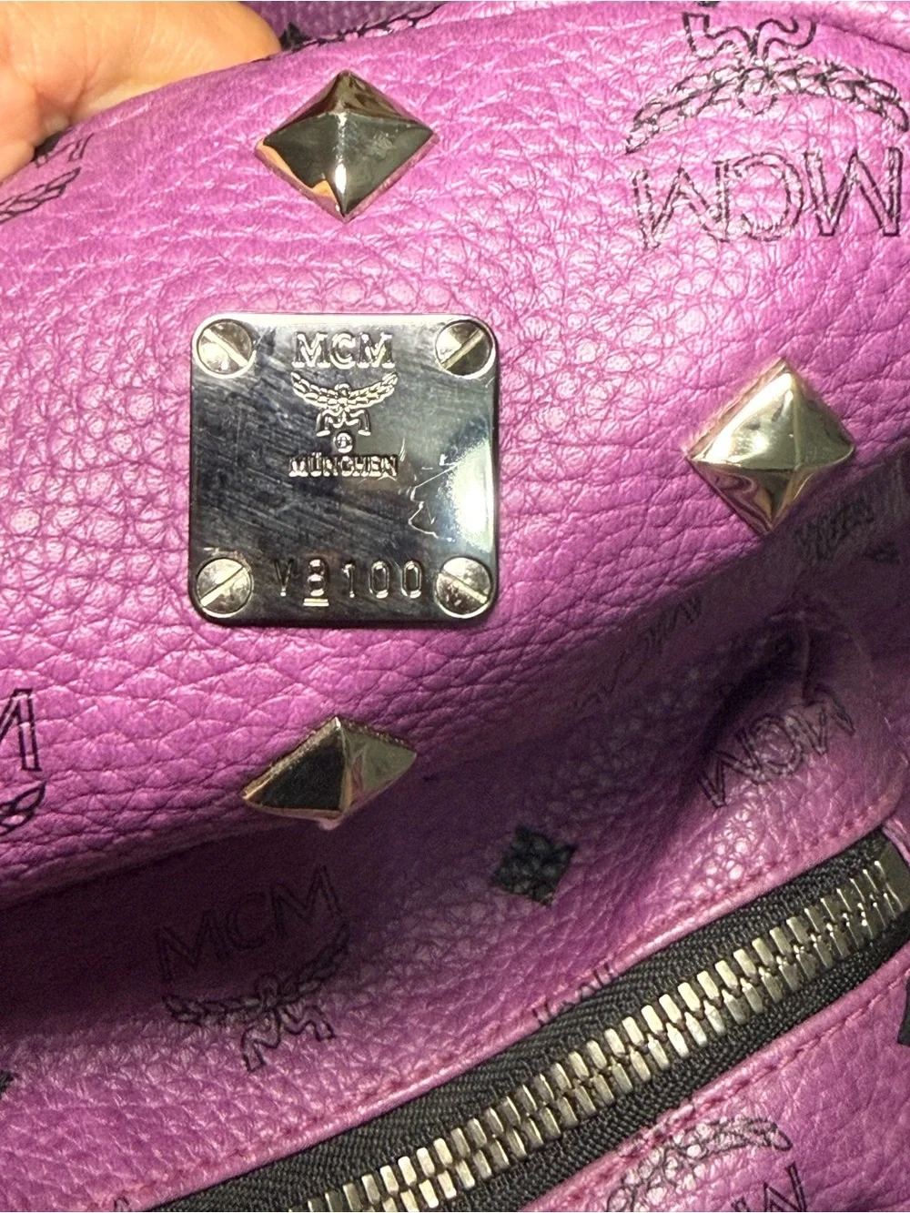 MCM Purple Visetos Mini Backpack